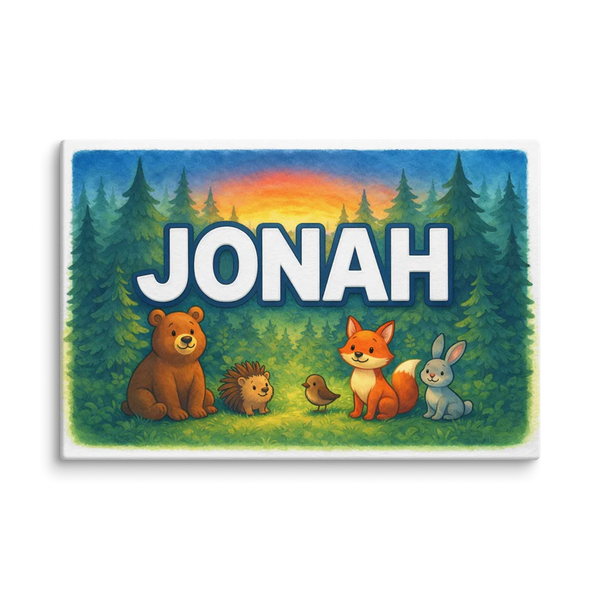 Jonah Name Art - Forest Friends Personalized Wall Art