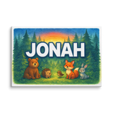 Jonah Name Art - Forest Friends personalized wall print for kids