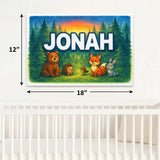 Jonah Name Art - Forest Friends personalized wall print for kids