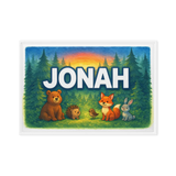 Jonah Name Art - Forest Friends personalized wall print for kids
