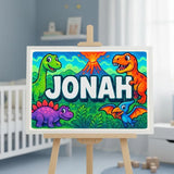Jonah Name Art - Dinosaur Adventure personalized wall print for kids