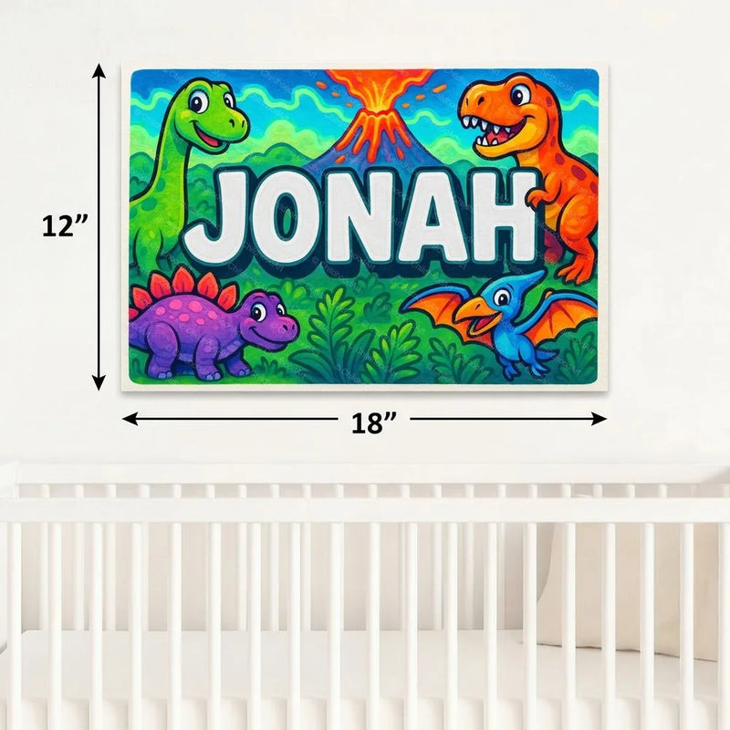 Jonah Name Art - Dinosaur Adventure personalized wall print for kids