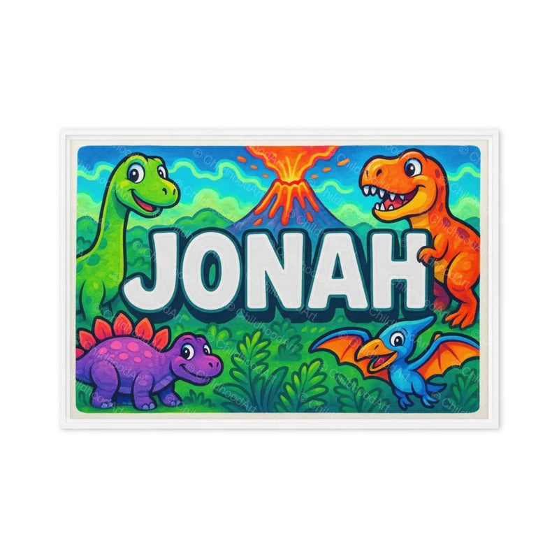 Jonah Name Art - Dinosaur Adventure personalized wall print for kids