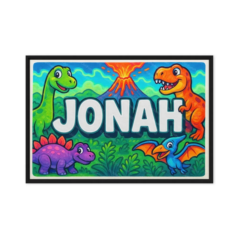 Jonah Name Art - Dinosaur Adventure personalized wall print for kids
