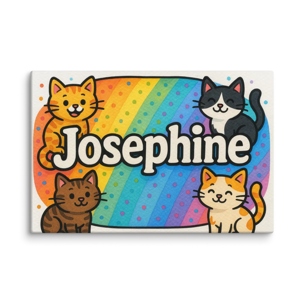 Josephine Name Art - Colorful Cats Personalized Wall Art