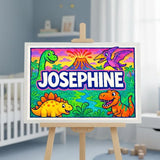 Josephine Name Art - Dinosaur Adventure personalized wall print for kids