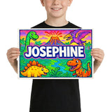 Josephine Name Art - Dinosaur Adventure personalized wall print for kids