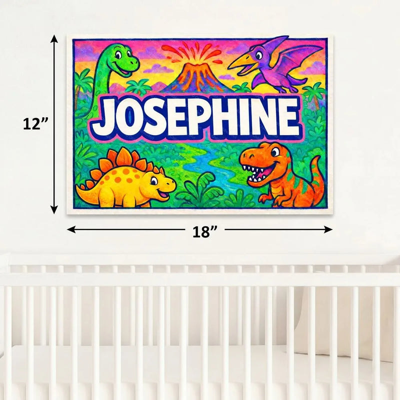 Josephine Name Art - Dinosaur Adventure personalized wall print for kids