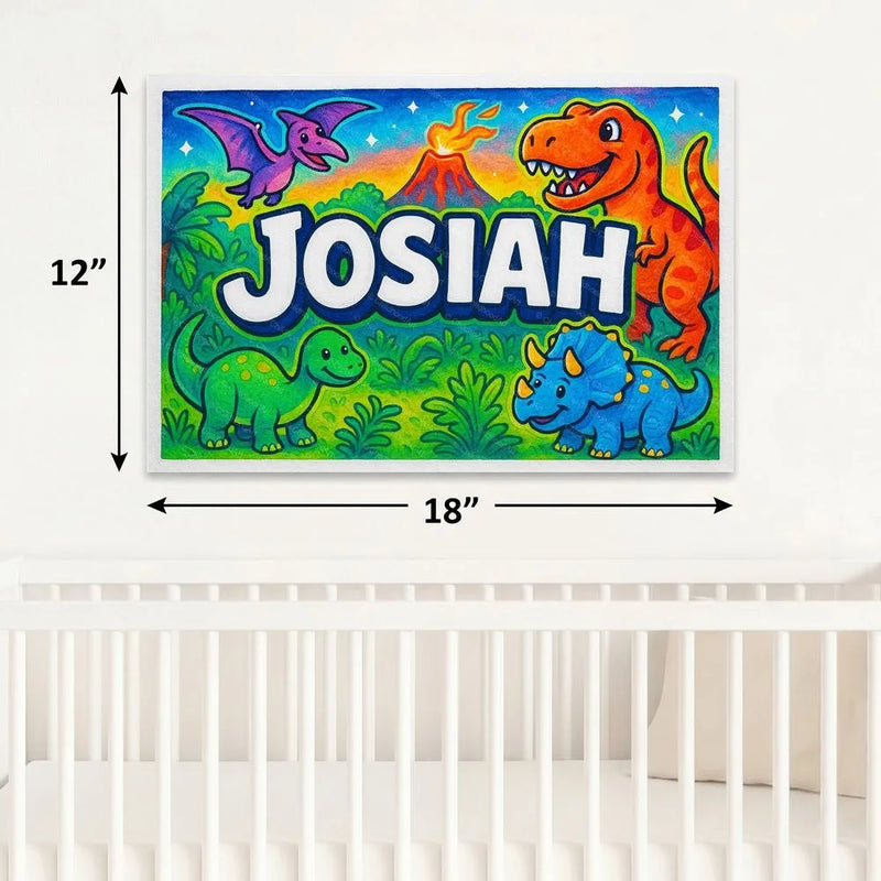Josiah Name Art - Dinosaur Adventure personalized wall print for kids