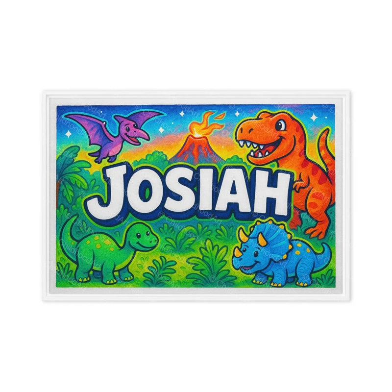 Josiah Name Art - Dinosaur Adventure personalized wall print for kids