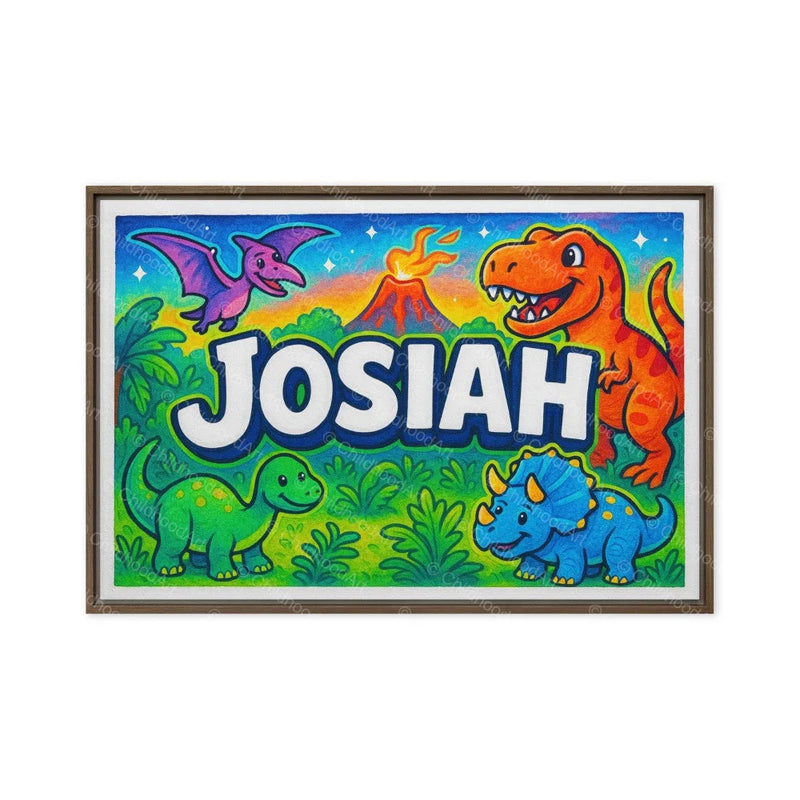 Josiah Name Art - Dinosaur Adventure personalized wall print for kids