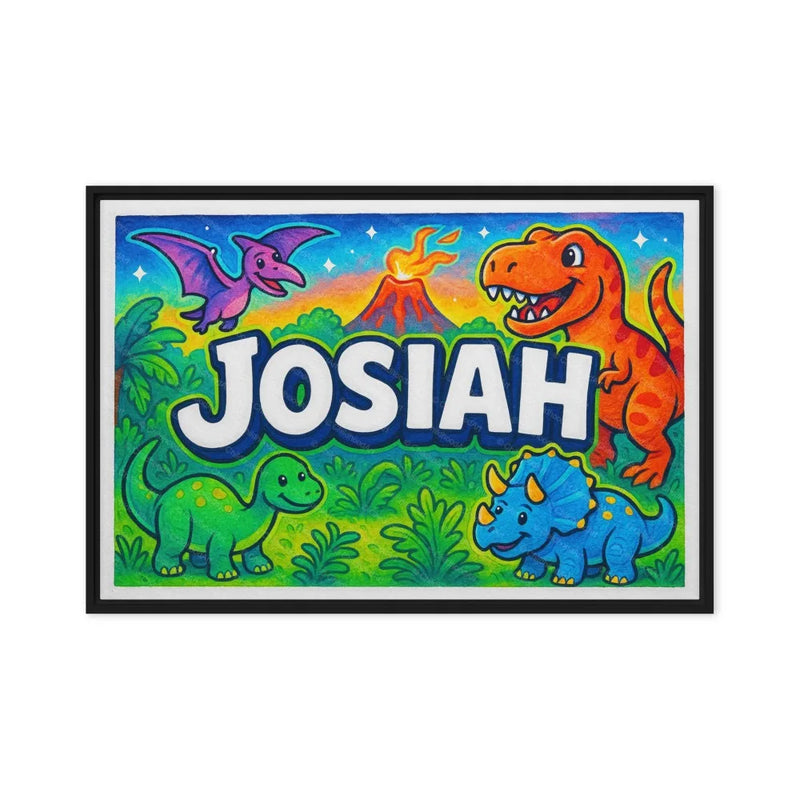 Josiah Name Art - Dinosaur Adventure personalized wall print for kids