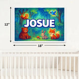 Josue Name Art - Forest Friends personalized wall print for kids