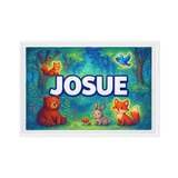 Josue Name Art - Forest Friends personalized wall print for kids