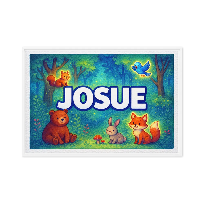 Josue Name Art - Forest Friends personalized wall print for kids