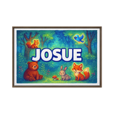 Josue Name Art - Forest Friends personalized wall print for kids