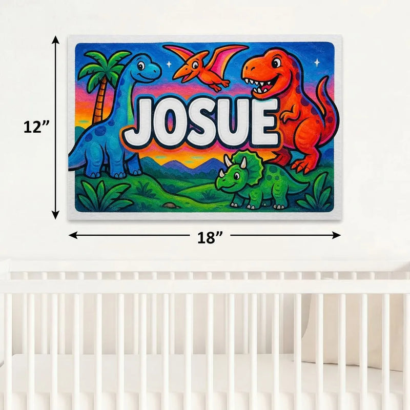 Josue Name Art - Dinosaur Adventure personalized wall print for kids