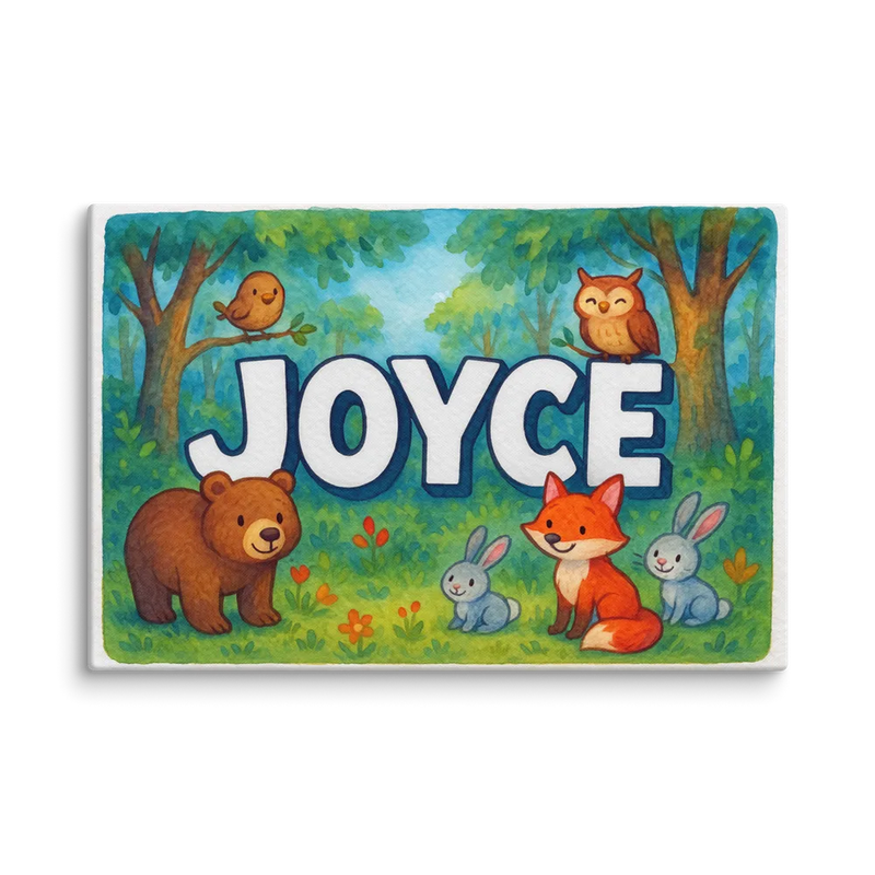 Joyce Name Art - Forest Friends personalized wall print for kids