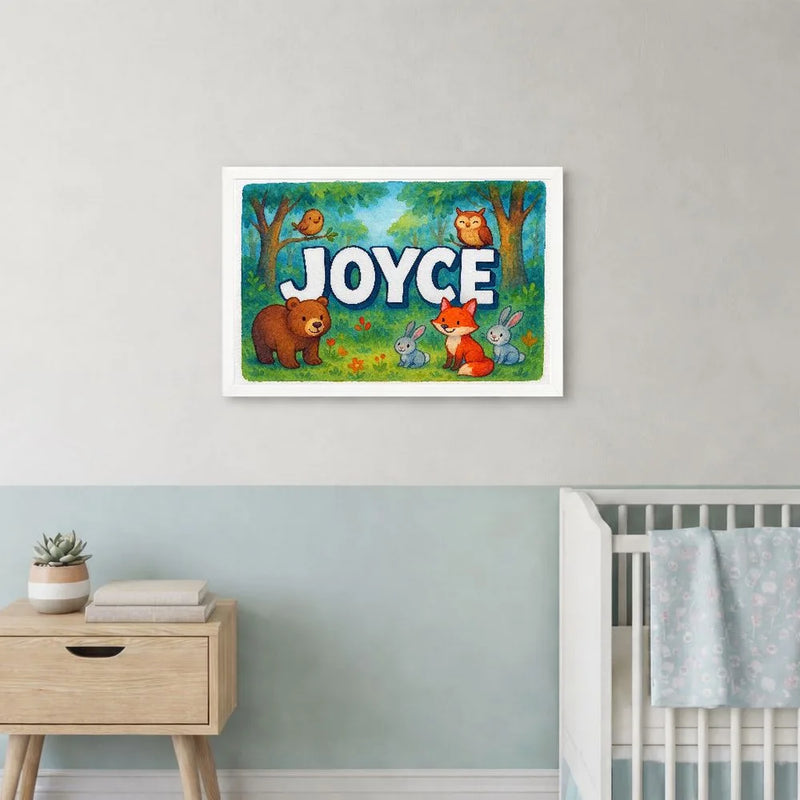 Joyce Name Art - Forest Friends personalized wall print for kids