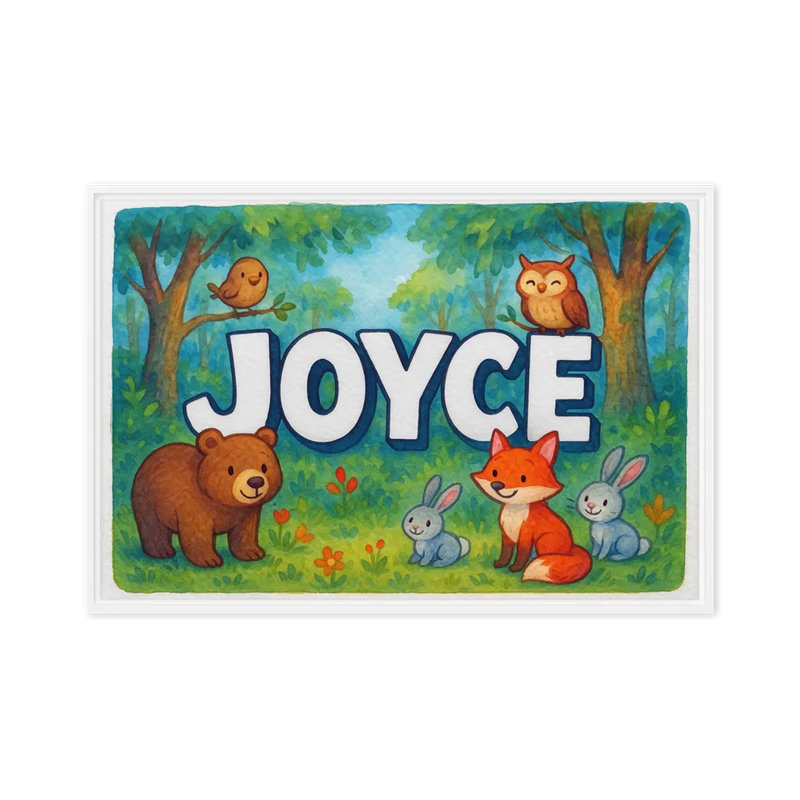 Joyce Name Art - Forest Friends personalized wall print for kids