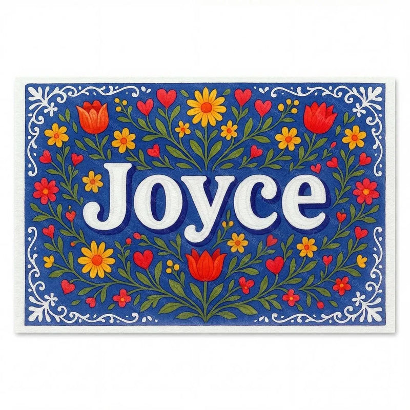 Joyce Name Art - Floral Farmhouse personalized wall print for kids