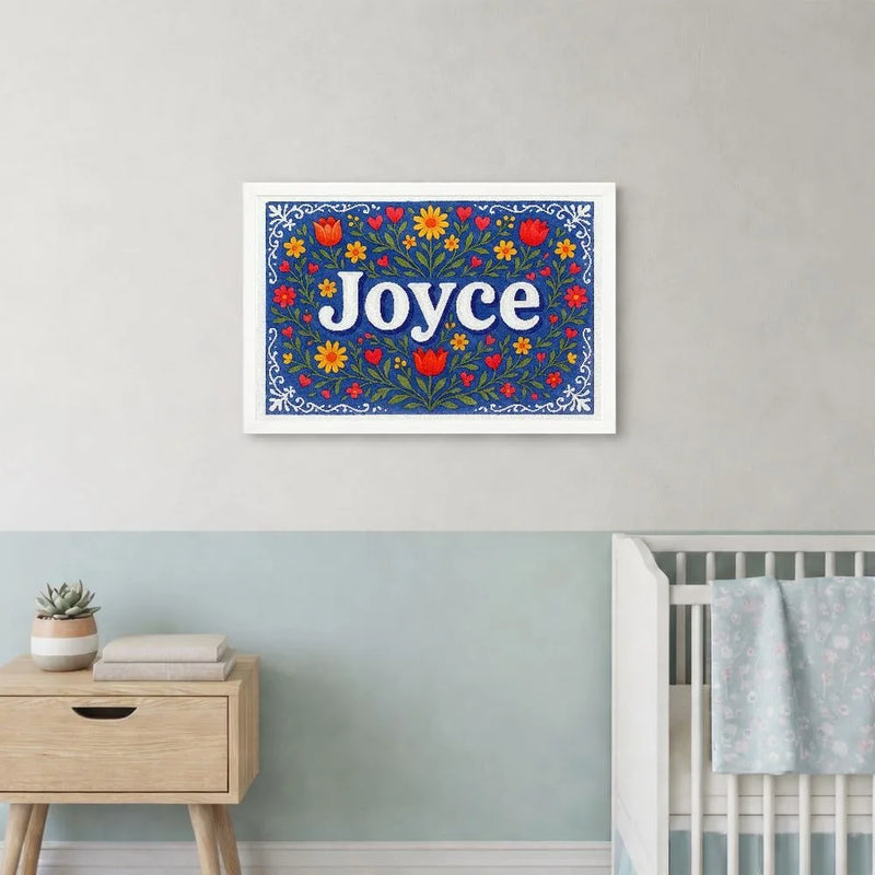 Joyce Name Art - Floral Farmhouse personalized wall print for kids