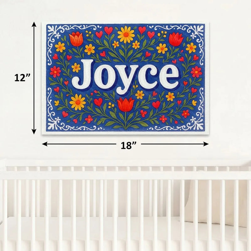 Joyce Name Art - Floral Farmhouse personalized wall print for kids