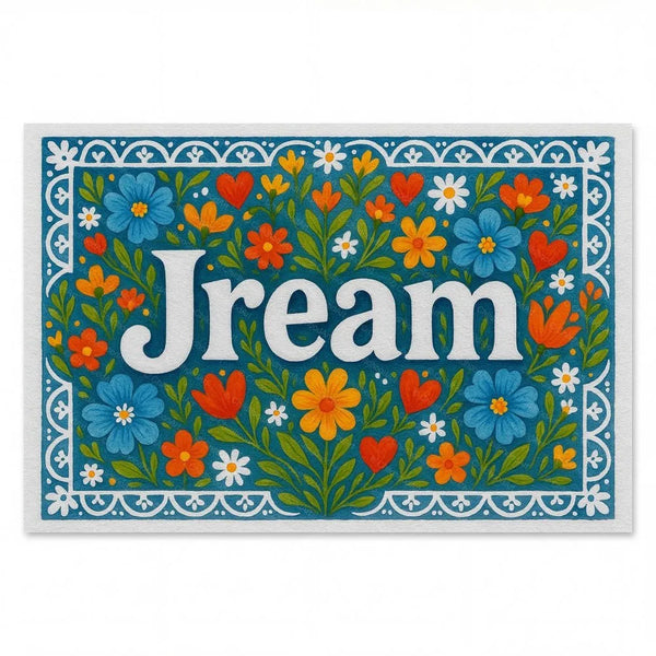 Personalized Jream name art print in the Floral farmhouse style