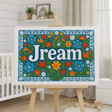 Jream Name Art - Floral Farmhouse personalized wall print for kids