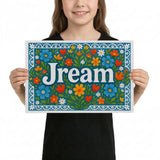 Jream Name Art - Floral Farmhouse personalized wall print for kids