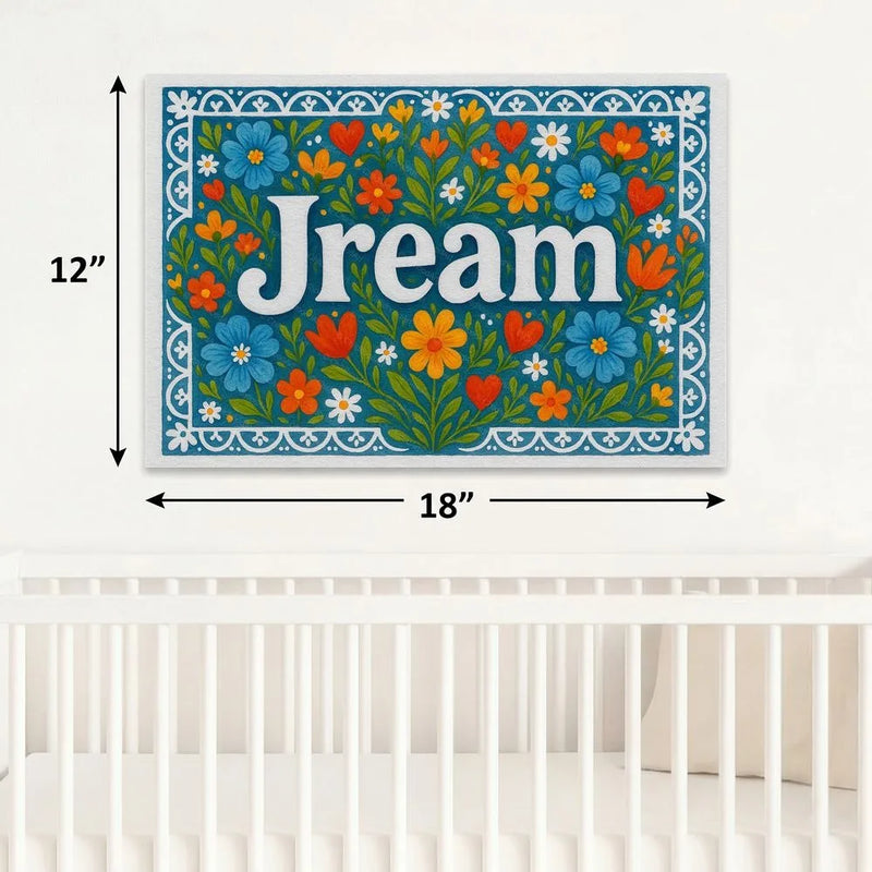 Jream Name Art - Floral Farmhouse personalized wall print for kids