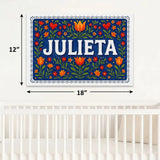 Julieta Name Art - Floral Farmhouse personalized wall print for kids