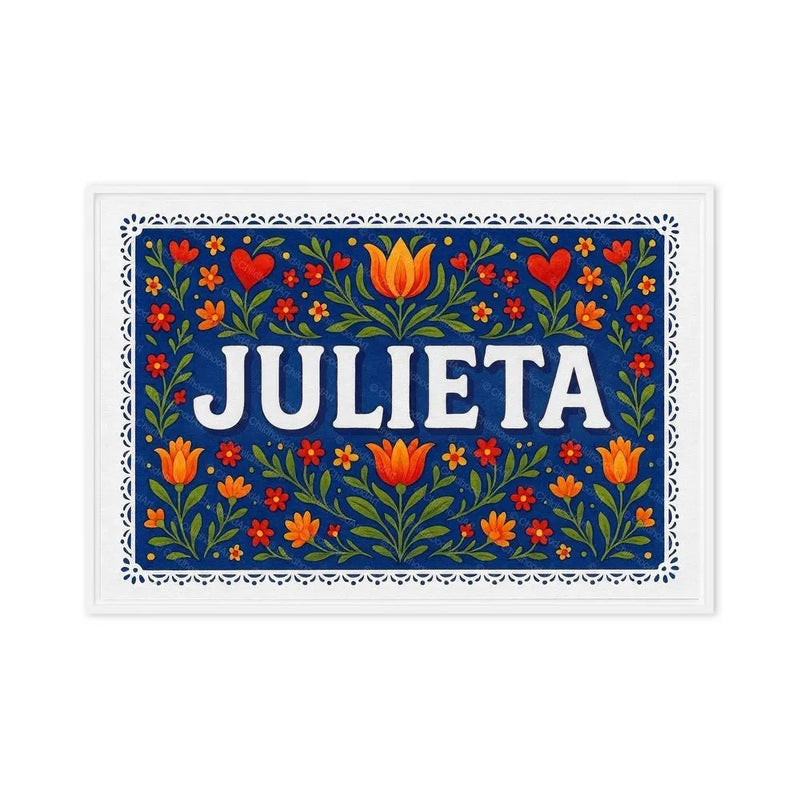Julieta Name Art - Floral Farmhouse personalized wall print for kids