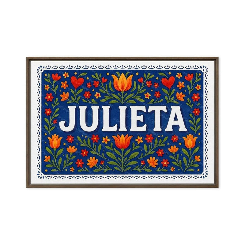 Julieta Name Art - Floral Farmhouse personalized wall print for kids