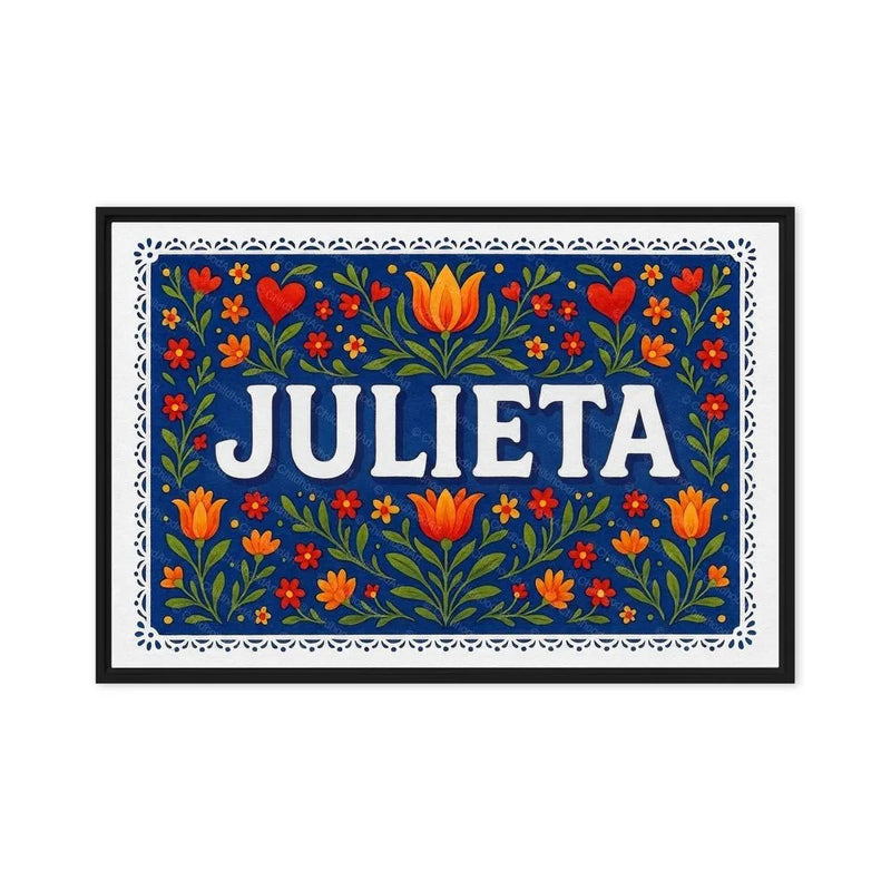 Julieta Name Art - Floral Farmhouse personalized wall print for kids