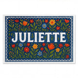 Juliette Name Art - Floral Farmhouse personalized wall print for kids