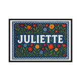 Juliette Name Art - Floral Farmhouse personalized wall print for kids
