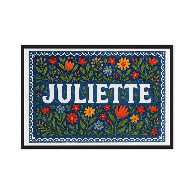 Juliette Name Art - Floral Farmhouse personalized wall print for kids