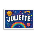 Juliette Name Art - Space Explorers personalized wall print for kids