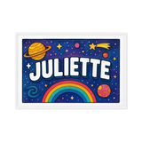 Juliette Name Art - Space Explorers personalized wall print for kids