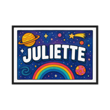 Juliette Name Art - Space Explorers personalized wall print for kids