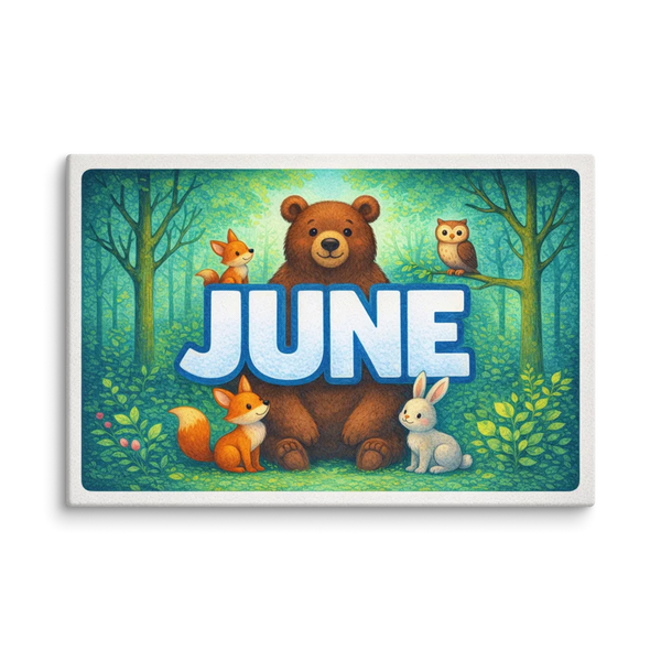 June Name Art - Forest Friends Personalized Wall Art