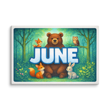 June Name Art - Forest Friends personalized wall print for kids