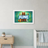 June Name Art - Forest Friends personalized wall print for kids