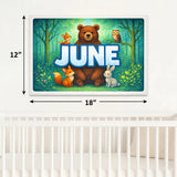 June Name Art - Forest Friends personalized wall print for kids