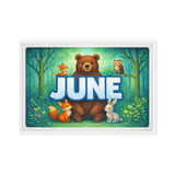 June Name Art - Forest Friends personalized wall print for kids