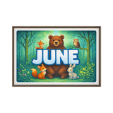 June Name Art - Forest Friends personalized wall print for kids