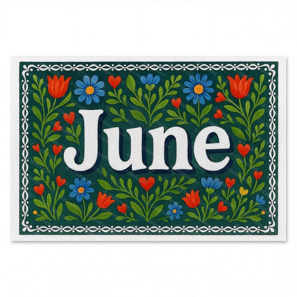 June Name Art - Floral Farmhouse Personalized Wall Art