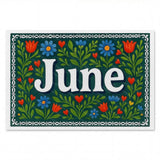 June Name Art - Floral Farmhouse personalized wall print for kids