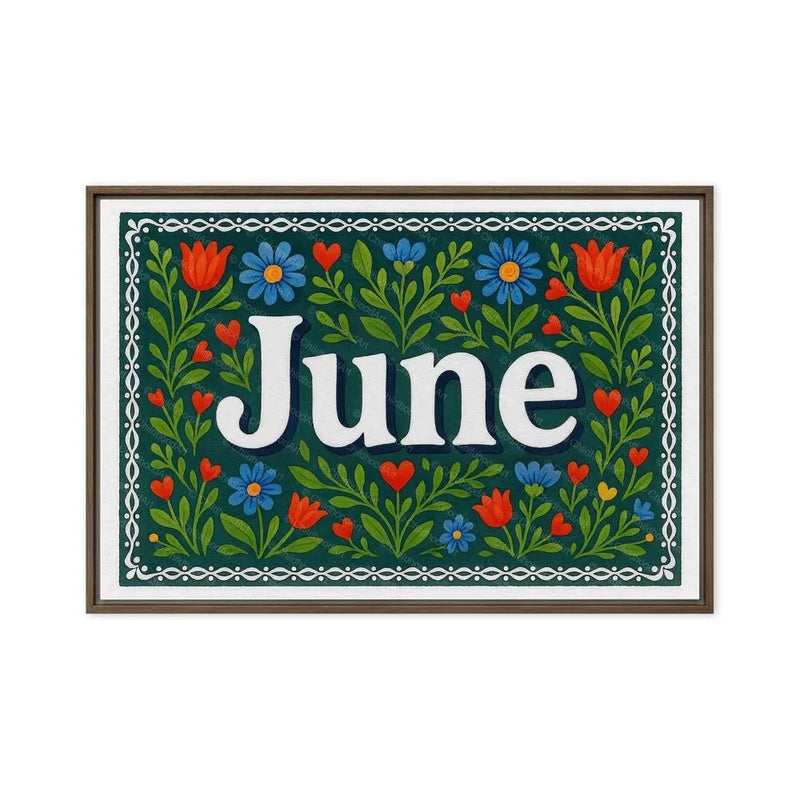 June Name Art - Floral Farmhouse personalized wall print for kids